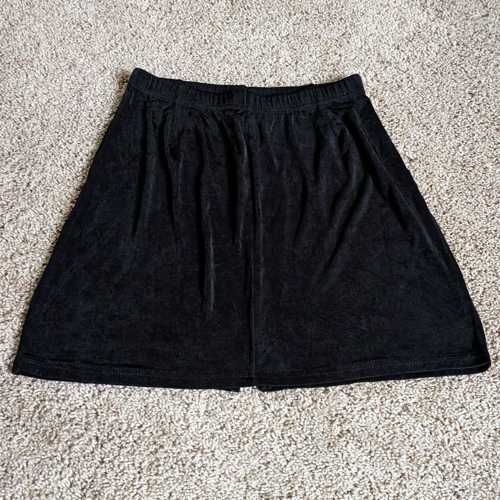 🇺🇸 VTG Cotton Blend Black Flouncy Micro Mini Microskirt Est Sz S/M Made in USA